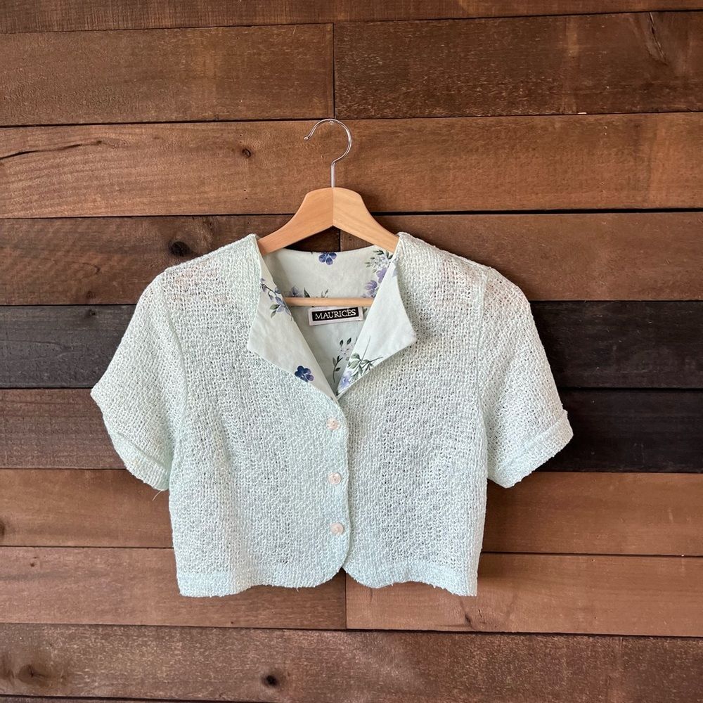 Y2K Maurice’s Mint Green Floral Dress & Sweater Set Cottagecore Garden Party - Picture 3 of 16